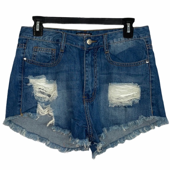 NWT Fashion Nova Size 27 Distressed Denim Shorts - Picture 1 of 6